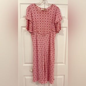 Vintage T. T. Mar Pink Midi Dress Cottagecore with an Allover Pattern